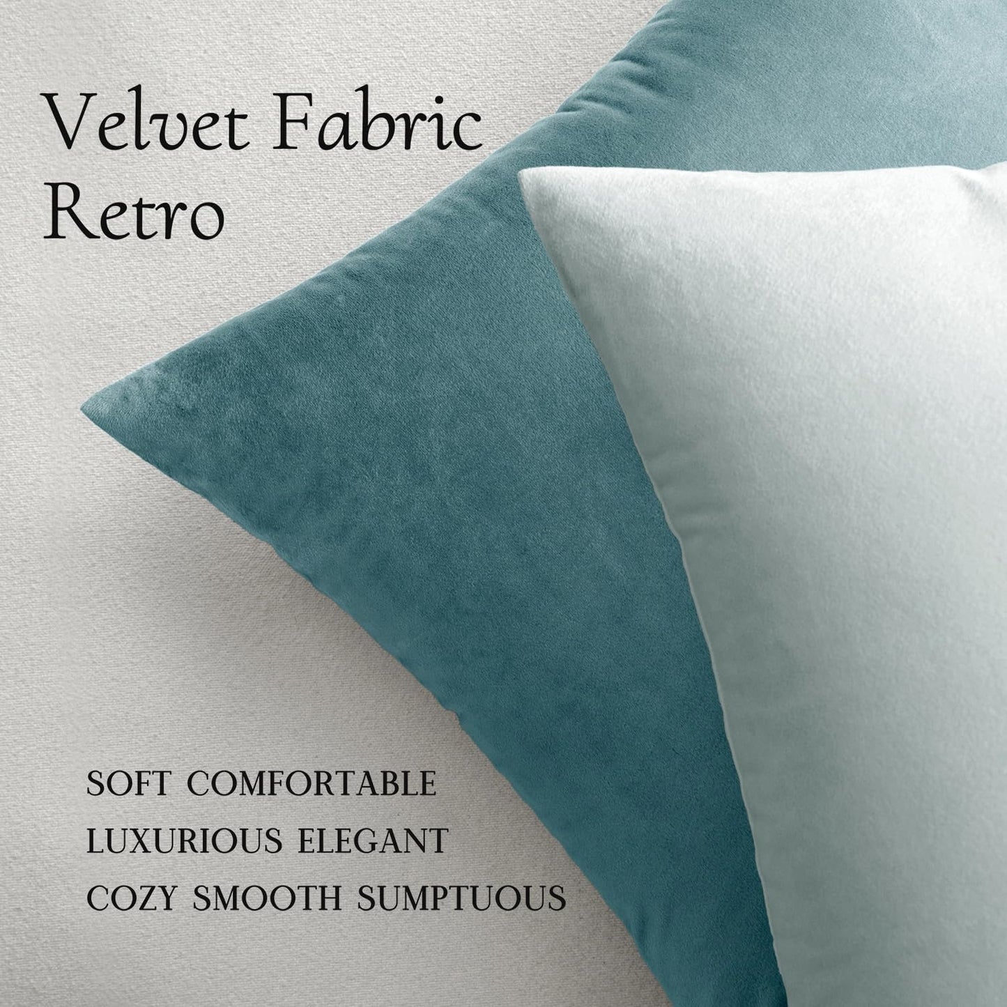 MIULEE Pack of 2 Velvet Pillow Covers, 18x18 Inch Soft Solid Cushion Case for Spring Sofa & Bedroom, Baby Blue