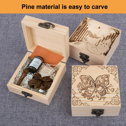 GNIEMCKIN 10 Pack Wooden Box, Unfinished Unpainted Wood Boxes for Crafts, DIY Projects, and Jewelry Storage (4.7x4.7x3.15 inch)