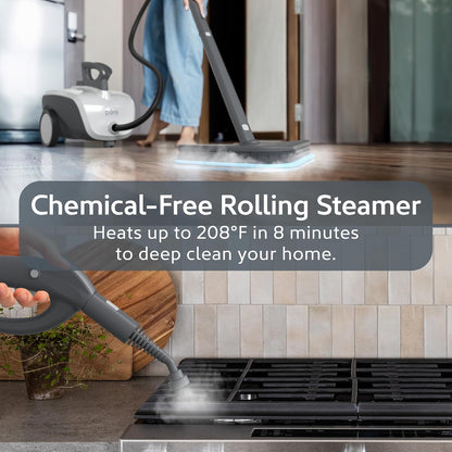 Pure Enrichment PureClean XL Rolling Steam Cleaner - 1.5L Heavy-Duty Steamer with 17 Accessories for Chemical-Free Deep Cleaning