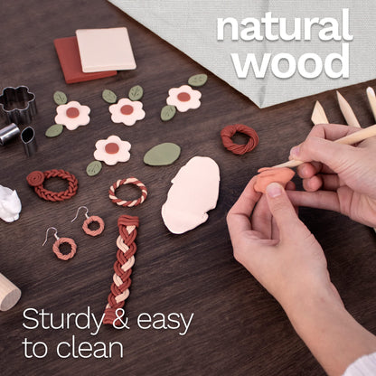 DAS Modelling Tools – 7-Piece Clay Modeling Tools Set - Beginner Clay Tools for All Artists - Versatile Wooden Tools for Shaping and Carving - Wooden Tools Ideal for Clay Projects