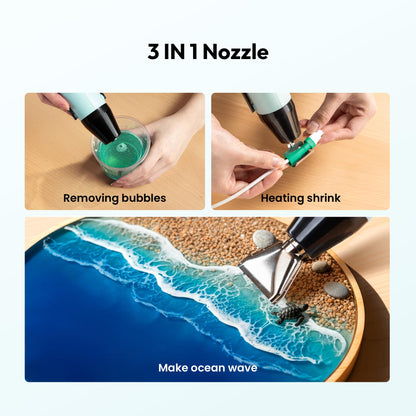 Resiners Heat Gun for Resin, 350W Fast Heating Dual Temp Heat Gun (482°F~662°F) with 3 Nozzles & 3 Silicone Covers, 4.9Ft Long Heat Gun for Bubble Remove,Vinyl Shrink Wrap,Candle Making,Epoxy Resin
