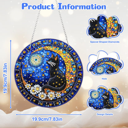 AIRDEA Hanging Diamond Painting Kits for Adults,Special Shaped Tabletop Diamond Art Kits for Beginner,Gem Art Desktop Decor (Balck Blue Golden)