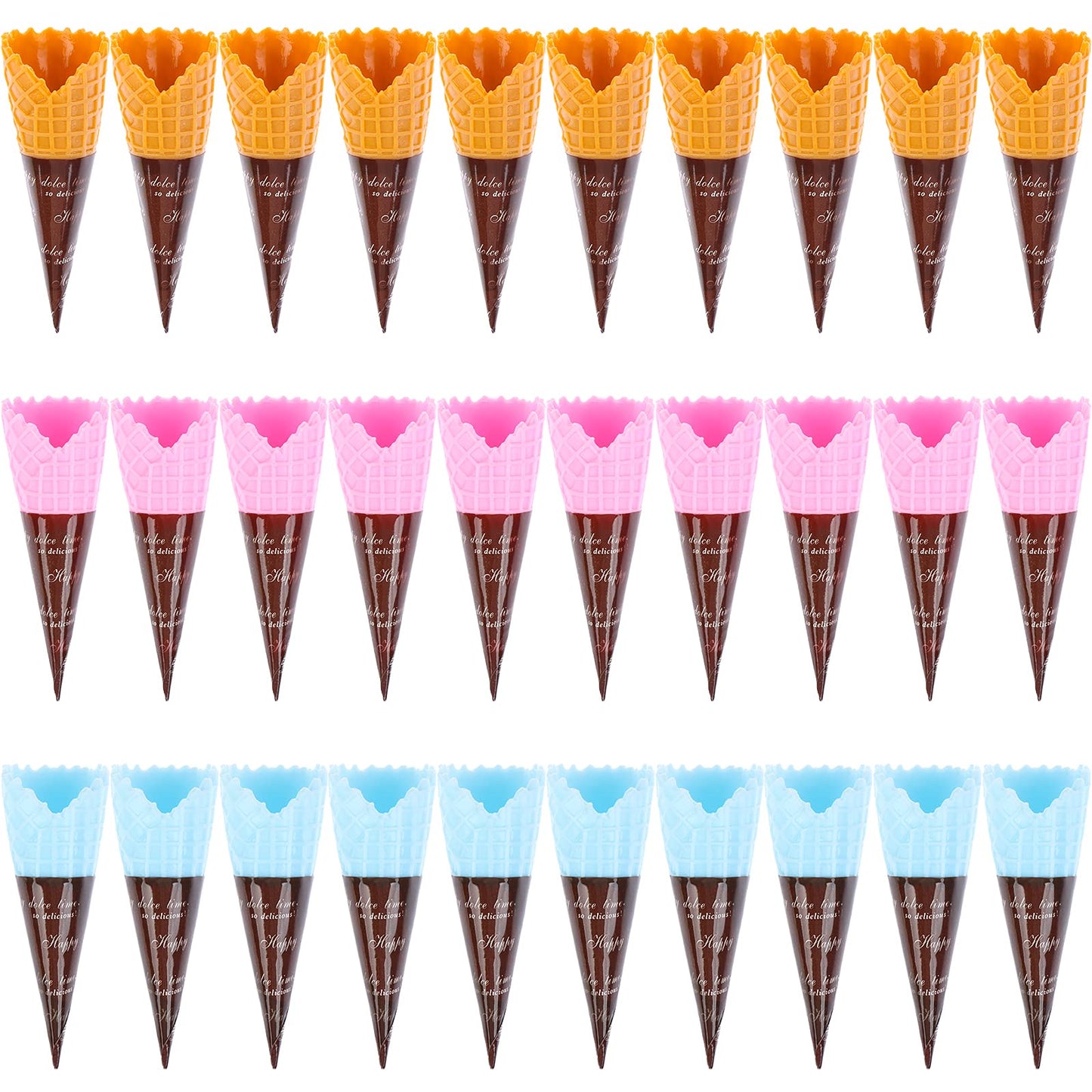 30 Pcs Mini Realistic Artificial Ice Cream Cone Adorable Ice Cream Cone Pretend Play Food Dollhouse Refrigerator Supplies Simulation Cone Light Clay Crisp Cone Cream Gel Food Play Accessories
