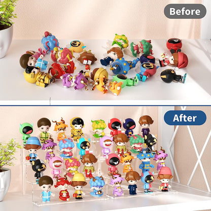 Gonice 2 Pack 4 Tier Acrylic Display Riser, Clear Display Stand for Amiibo Funko POP Figures and Perfume, Display Riser for Graduation Party, Birthday Party