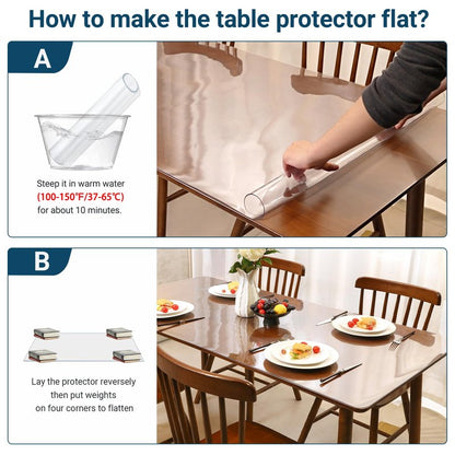 NAP2WELL Clear Table Cover Protector Rectangle 42 x 90 Inch, 2.0mm Transparent Plastic Table Protector Waterproof, Anti-Scratch Clear Desk Mat for Office Desktop Dresser Dining Table, FDA Compliant