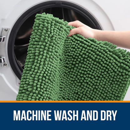 OLANLY Large Bath Rugs - Extra Soft Chenille | Quick-Dry, Machine Washable, Olive Green 44x32
