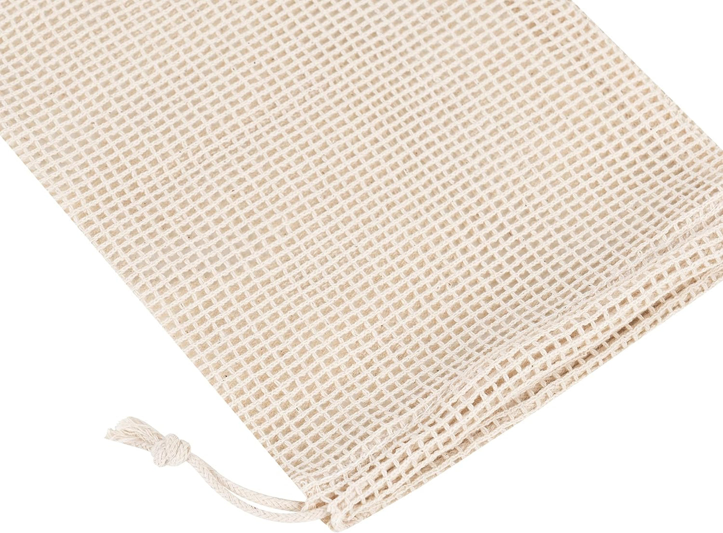 PALTERWEAR 100% Natural Cotton Double Drawstring Mesh Bag - For Herbs, Nuts, Spices, Set of 5