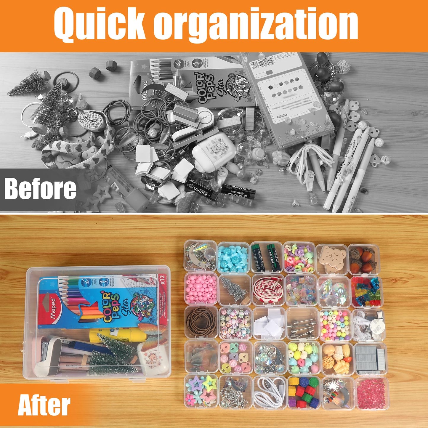 124 Pack Bead Organizer Box (4 Large Boxes and 120 Small Boxes), Jewelry Organizers and Storage with 256 Stickers, Suitable for Home and Office Storage of Handicrafts