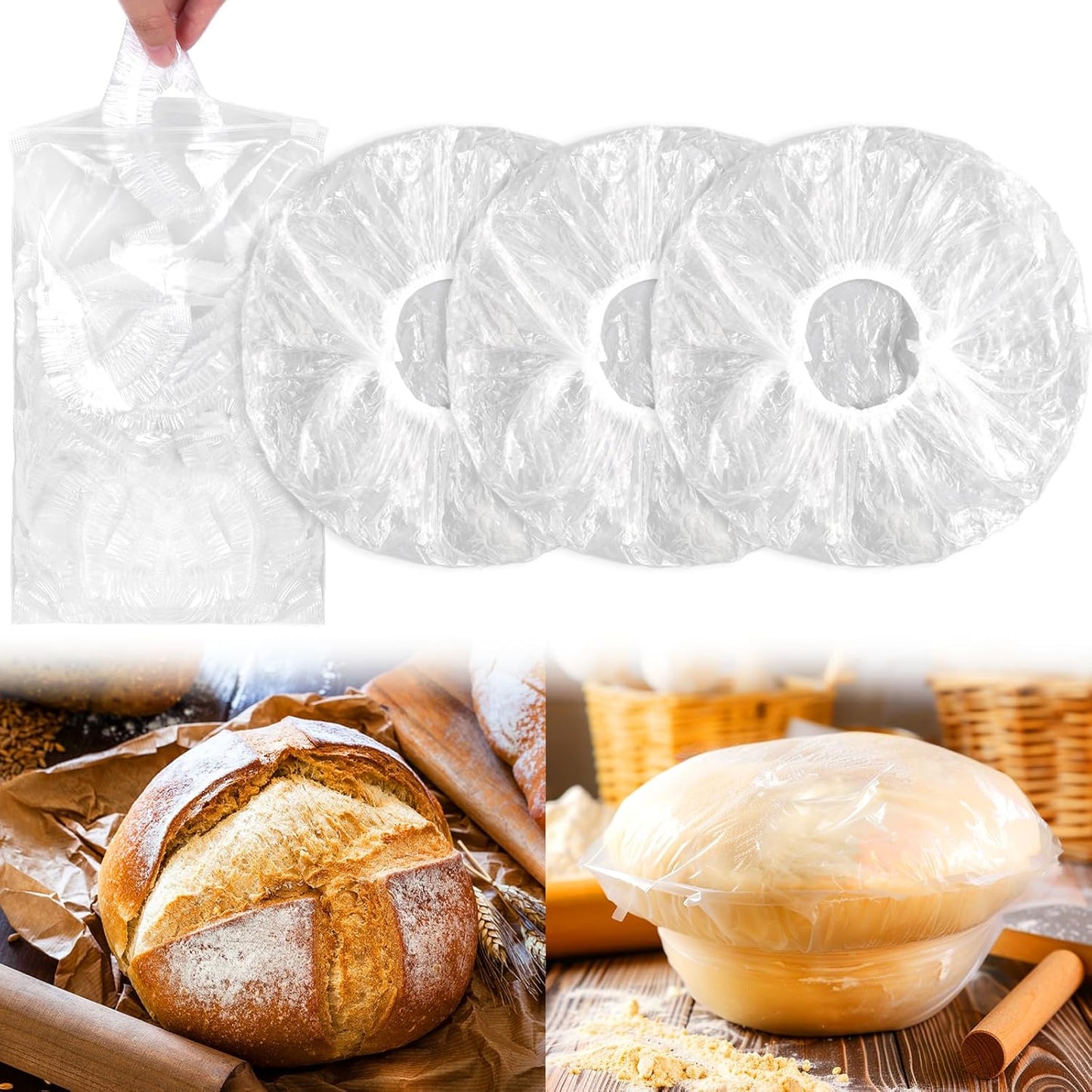 50PCS Bowl Covers for Bread Proofing, Reusable Elastic Plastic Covers for Sourdough Bread Baking
