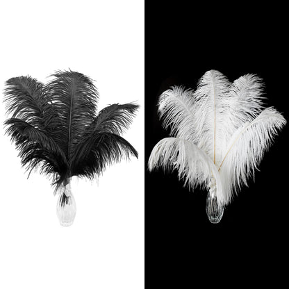Ballinger 24Pcs 10-12inch Black and White Ostrich Feathers Bundles for Wedding Party Home