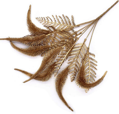 CATTREE 2 Pack Artificial Plants for Christmas, Gold Faux Shrubs, Plastic Grass Simulation for Home & Garden Decoration