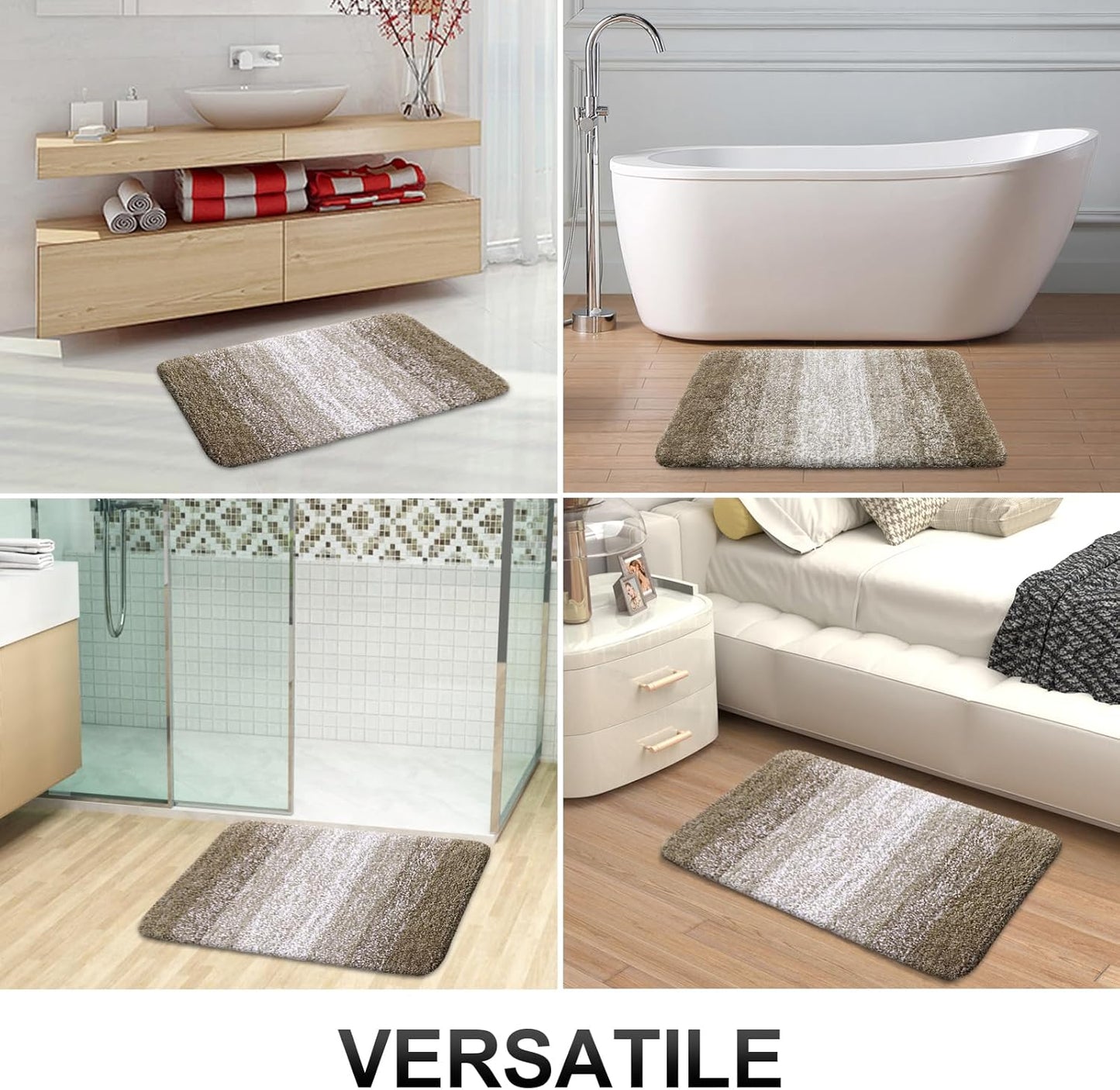 OLANLY Large Bathroom Rug Mat - Extra Soft Microfiber, Quick Dry, Machine Washable | 45x27 Coffee Color