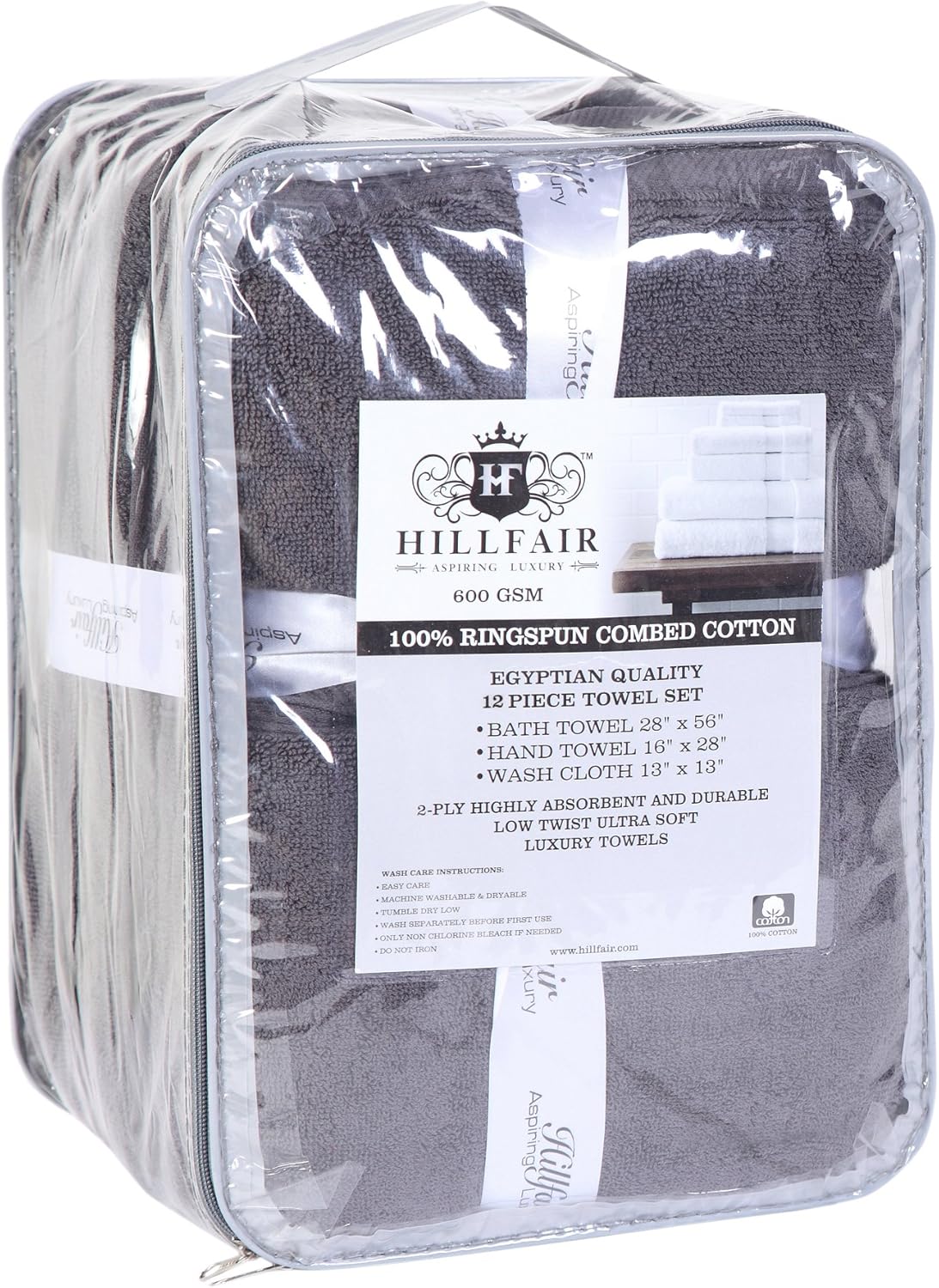 12 600 2 4 6 Set Hillfair piece GSM Cotton Bath Towels - Hotel Spa Quality - Bath, Hand, Washcloths - Absorbent Super