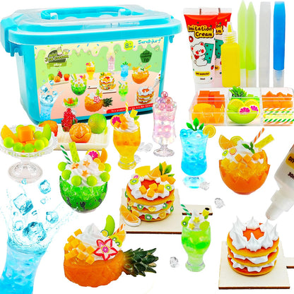 Make Mini Dessert Craft Kit for Kids,DIY Mini Food Toys with Imitation Cream,Create & Display Cream Creations, Art Activities, Great Gifts for Girls,Ages 8+