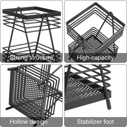 Kitchen Utensil Holder for Countertop, Wall Mounted Heavy-Duty Metal Organizer, Matte Black Design for Cooking Utensils