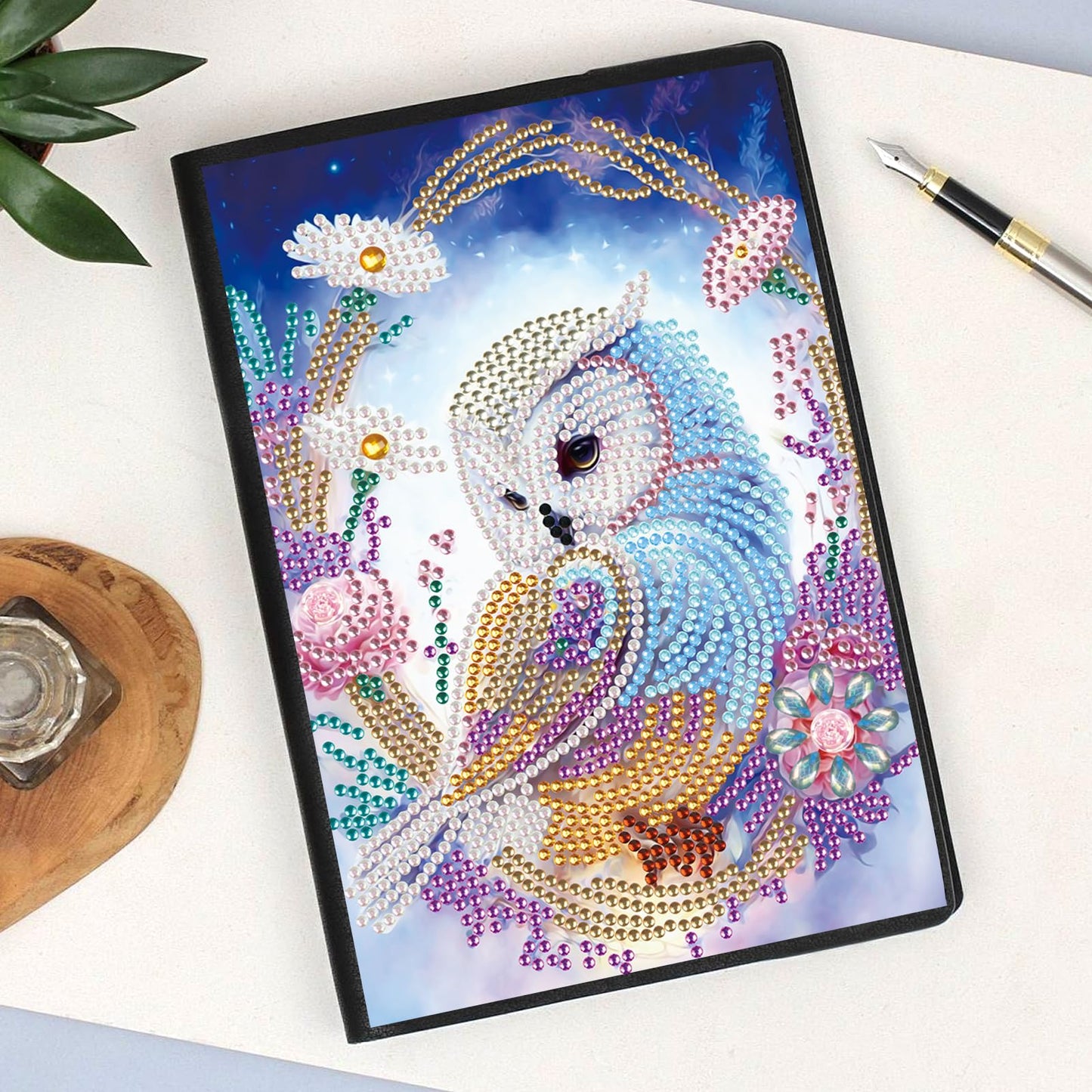 DCIDBEI 2 Pack 5D Diamond Painting Notebooks A5 Blank Owl Peacock Diamond Art Painting Crystal Cross Stitch Special Shaped Arts and Crafts Journal Diamond Kits Writing Sketchbook Journal Diary Books