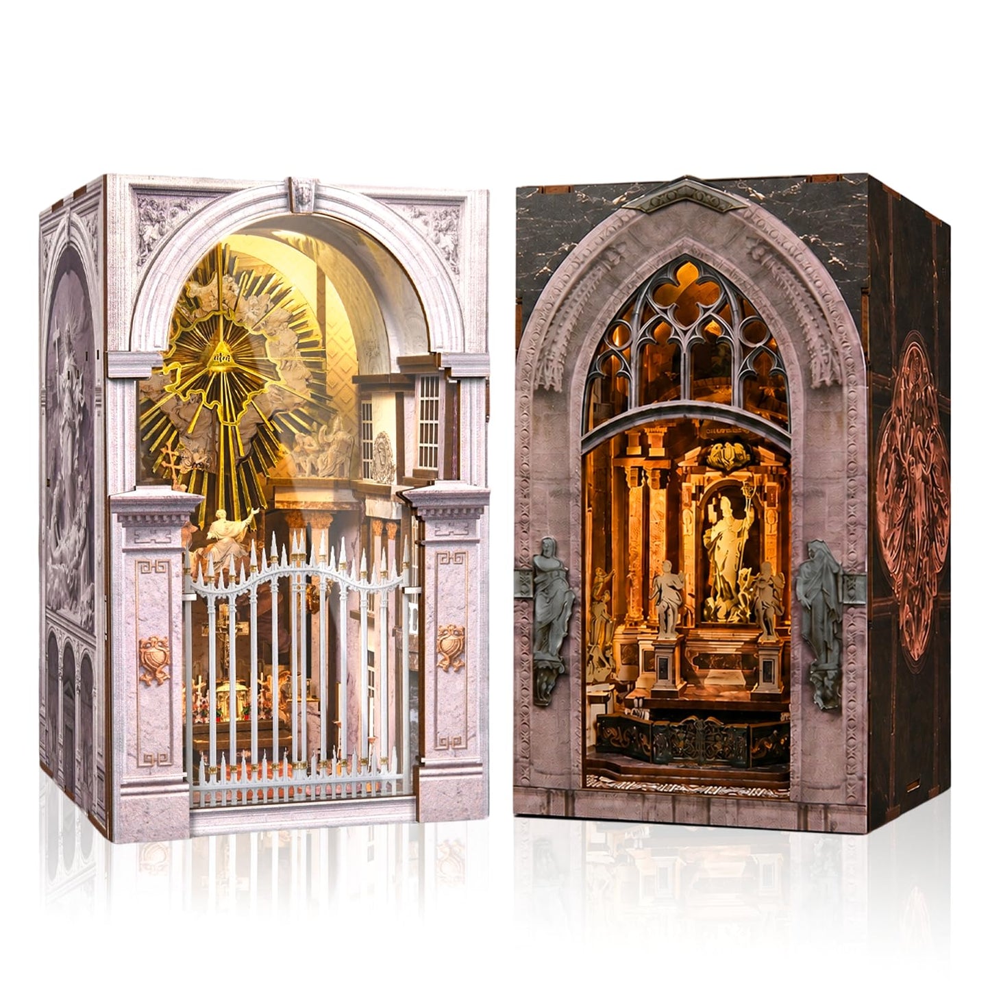 MiniCity 2 Pack Book Nook Kit, DIY 3D Wooden Puzzles for Adults, Teens and Beginners, Miniature Tiny House Kit for Bookshelf Decor, Bookish Gift for Family, Friends, Book Lovers