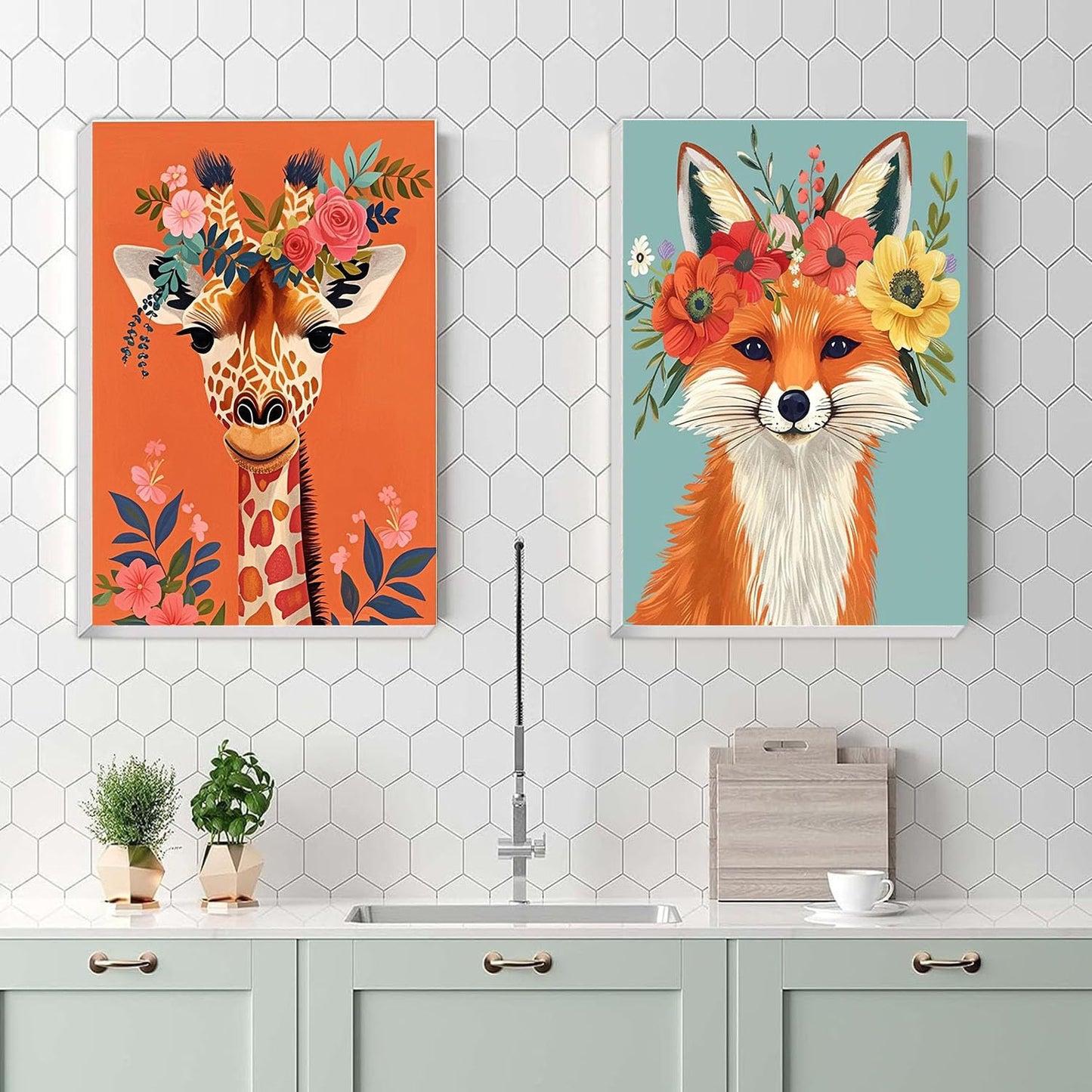 bleihum 4 Pack Paint by Numbers kit for Adults with Frame and Wooden Easel, Animals Paint by Number Canvas, Easy Paint by Numbers Kit for Adults Beginner Home Wall Decor Gift (8x12 inch)