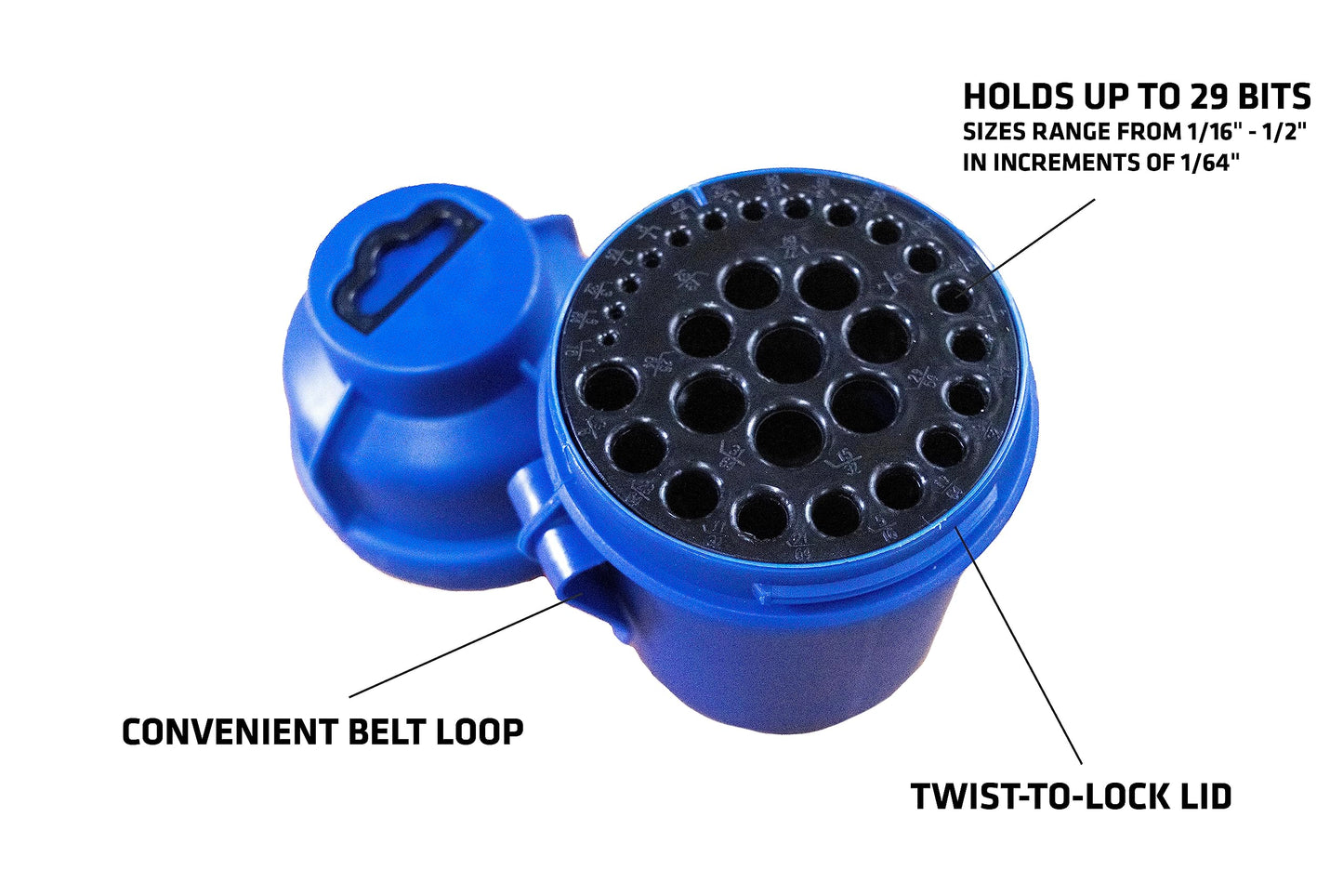 Century Drill & Tool 28406 Empty Drill Bit Index Pod, Holds 29 Bits, 1/16" to 1/2", Twist Lock Storage