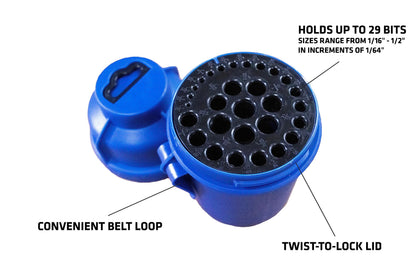Century Drill & Tool 28406 Empty Drill Bit Index Pod, Holds 29 Bits, 1/16" to 1/2", Twist Lock Storage