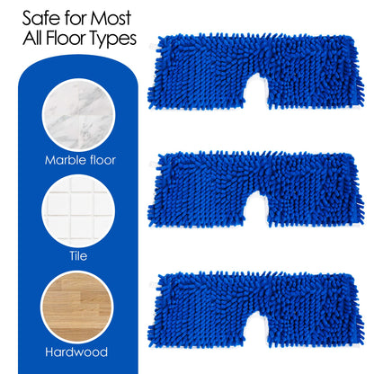 Houseables Dust Mop Replacement Head, Floor Mop Pads, Reusable Microfiber Flip Pads, Refill, Dust Head Replacement, Covers Washable, Refills, Flat, Dry, Wet, Rectangular, Double Sided, 18 Inch, 3 PK