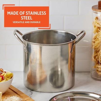 IMUSA 8 Quart Stainless Steel Stock Pot with Lid: Silver