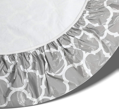 Rally Home Goods Outdoor Fitted Vinyl Tablecloth, Waterproof Wipeable Cover for 6 FT Table, Gray Trellis Pattern