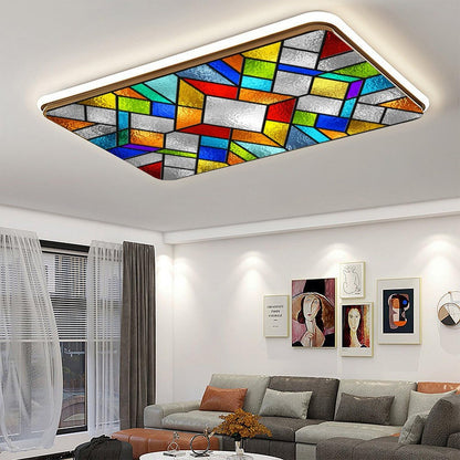 ZAQIO 2 Pack Stained Glass Fluorescent Light Cover for Ceiling Light, Magnetic Ceiling Light Cover Classroom Lights Covers Classroom Supplies for School Classroom Home Office