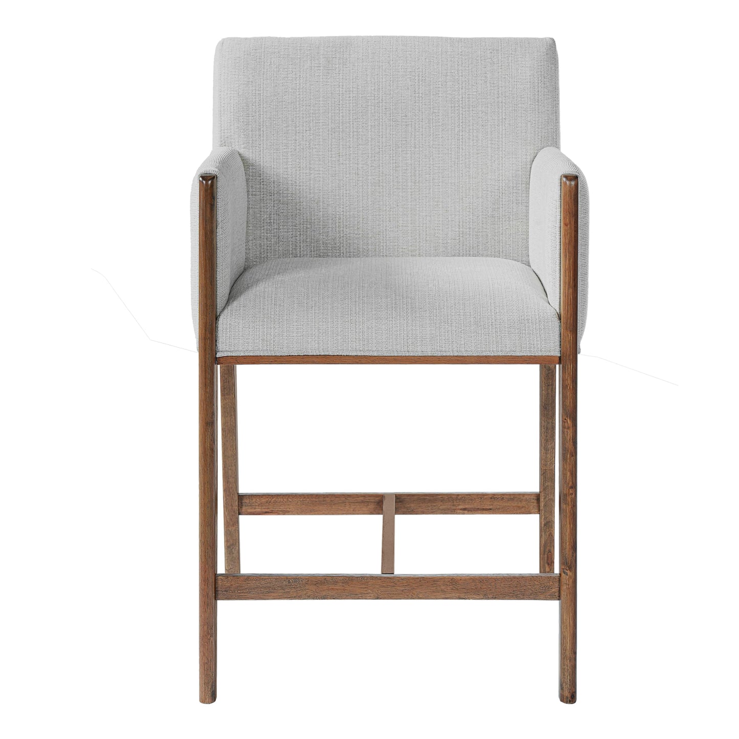 Christopher Knight Home Willer 24'' Comfy Upholstered Counter Height Bar Stools Set of 2, Counter Stools for Kitchen Island, Wood Dining Room Chair, Bar Stool with Footrest/Armrest, Walnut + Beige