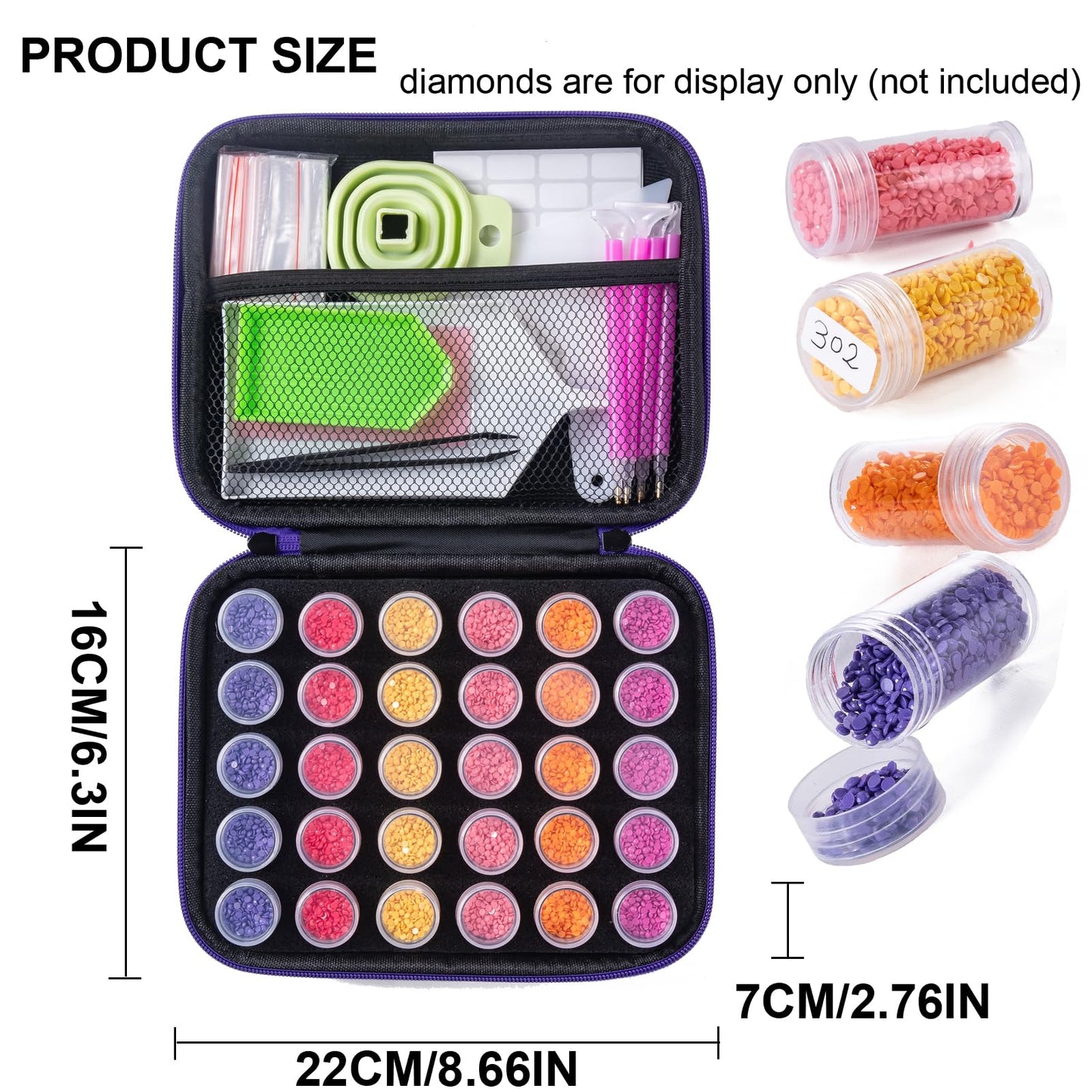 ZYNYXY 30 Slots Diamond Art Storage Container with Diamond Art Accessories and Tools, Portable Bead Storage Boxes for Diamond Painting Kits