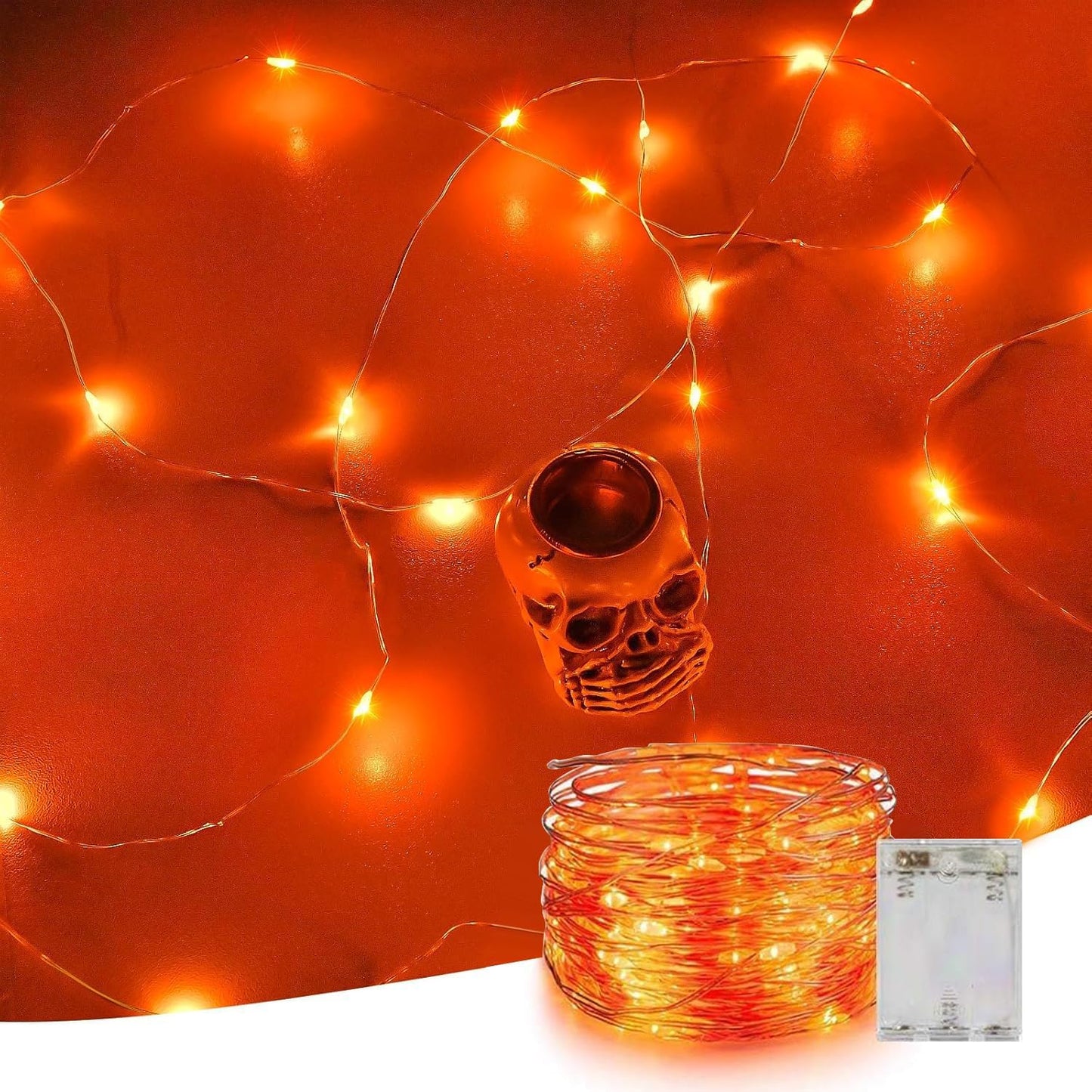 16.4ft (1pc, 1pc) Halloween Led Fairy Lights Battery Powered String Lights Battery Operated for Wedding, Home, Garden