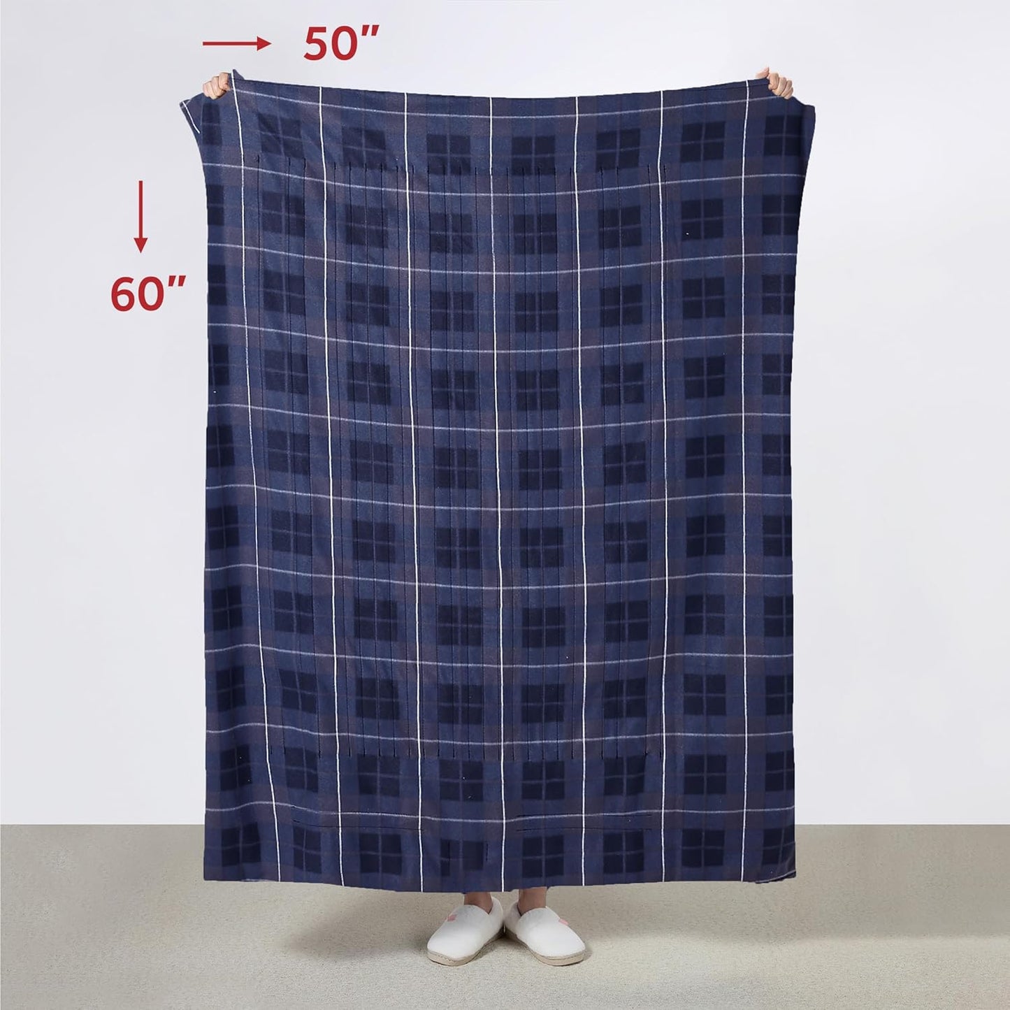 Sunbeam Royal Ultra Heated Personal Throw / Blanket, Cozy-Warm, Adjustable Heat Settings, Rodeen Blue Plaid