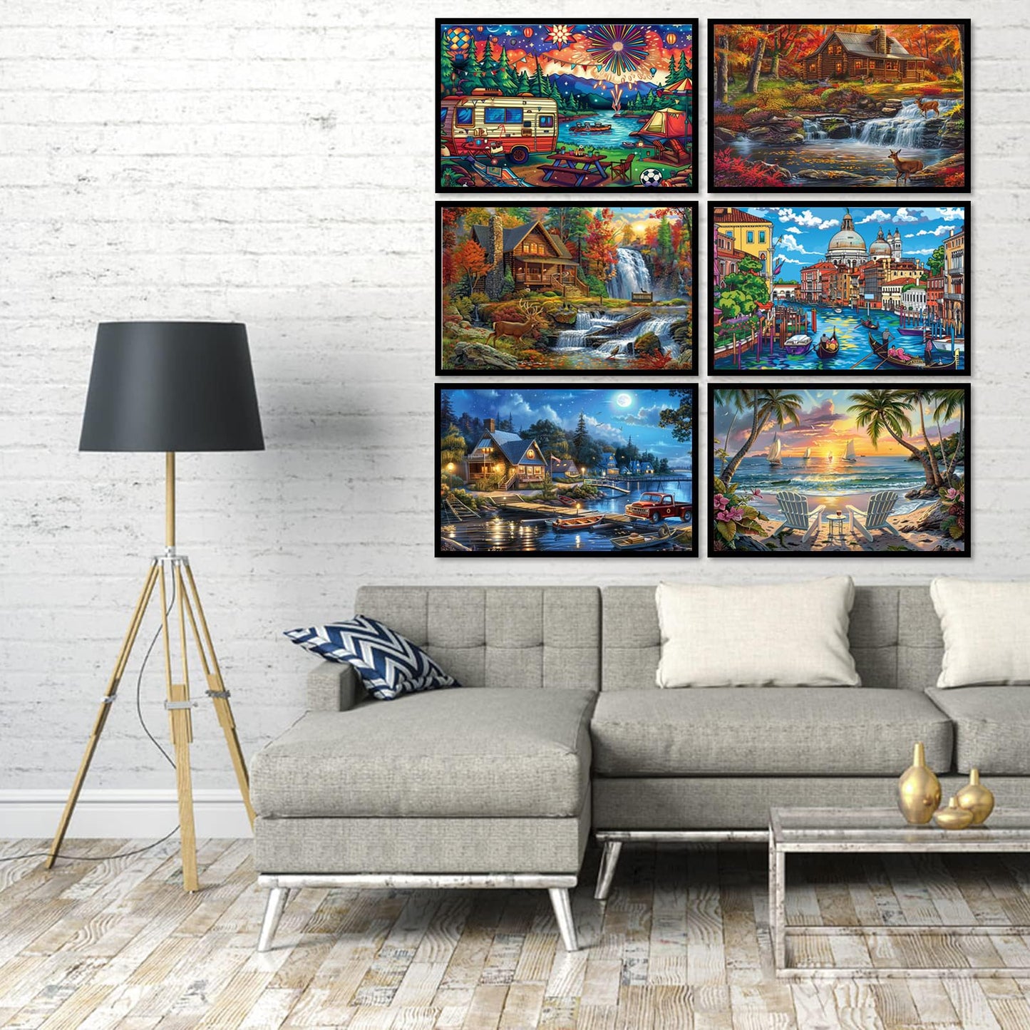 DOTSOPS Diamond Painting Kits Art Adults Painting Kit Crafts DIY 5D Diamond Art Packs Kits Full for Adults Beginner Home Wall Decoration Gift 11.8x15.7 Inches (6 Pack Landscape City)