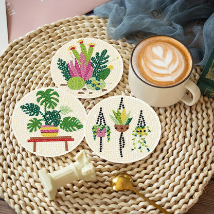 Clendo 8 Pcs Diamond Art Kits for Adults Coasters - DIY 5D Flowers Diamond Painting Coasters with Holder, Small Diamond Art Kits for Adult Art Craft Supplies