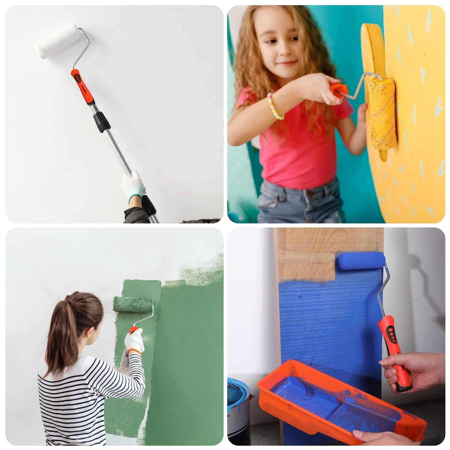 ValueMax Paint Roller Kit, 14-Piece 4 Inch Paint Roller Kit with High-Density Foam Paint Rollers, Microfiber Paint Rollers, Paint Tray for Painting Cabinets, Doors, Craft Work