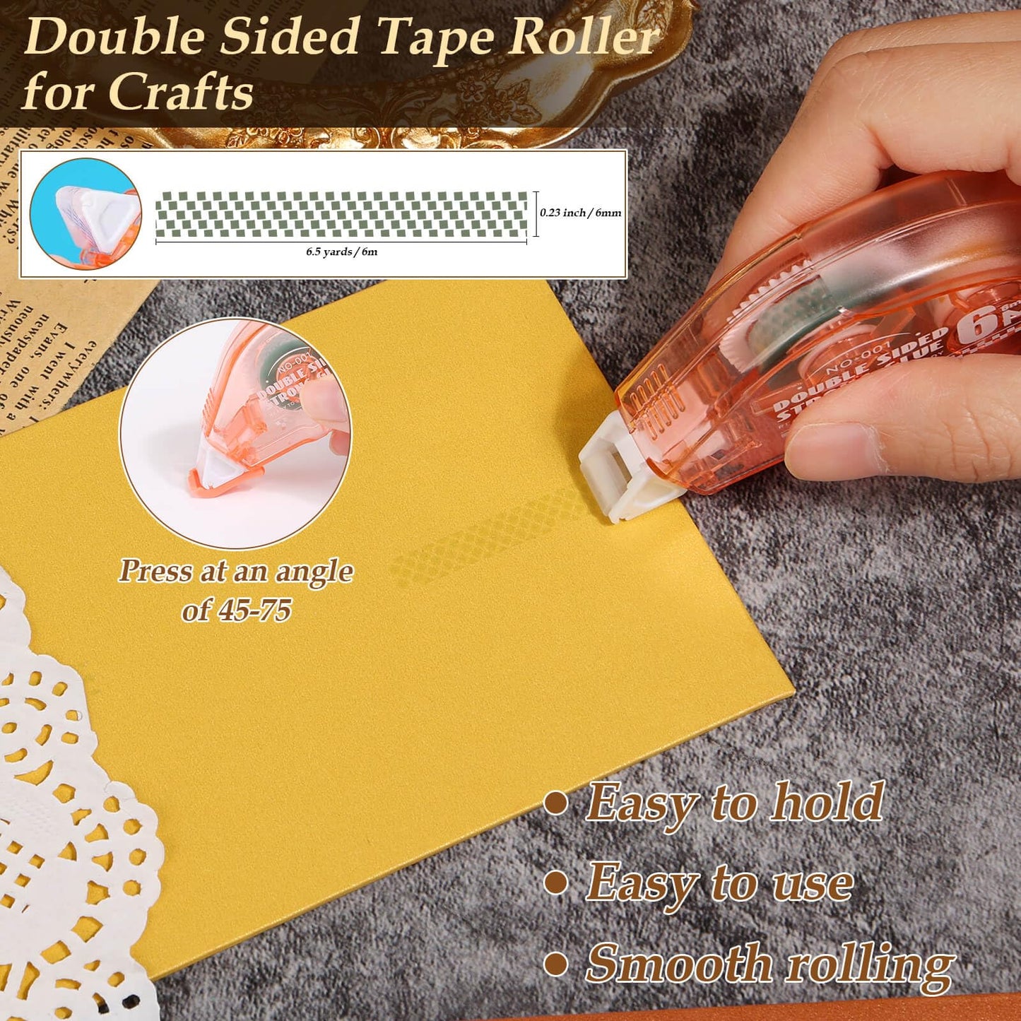 Flasoo Vintage Scrapbook Supplies, 80 Sheets Lace Edged Scrapbook Stationery Paper with Double Sided Tape Roller for Junk Journal Making, Decoupage and Card Crafts, 4.9x6.9 Inches