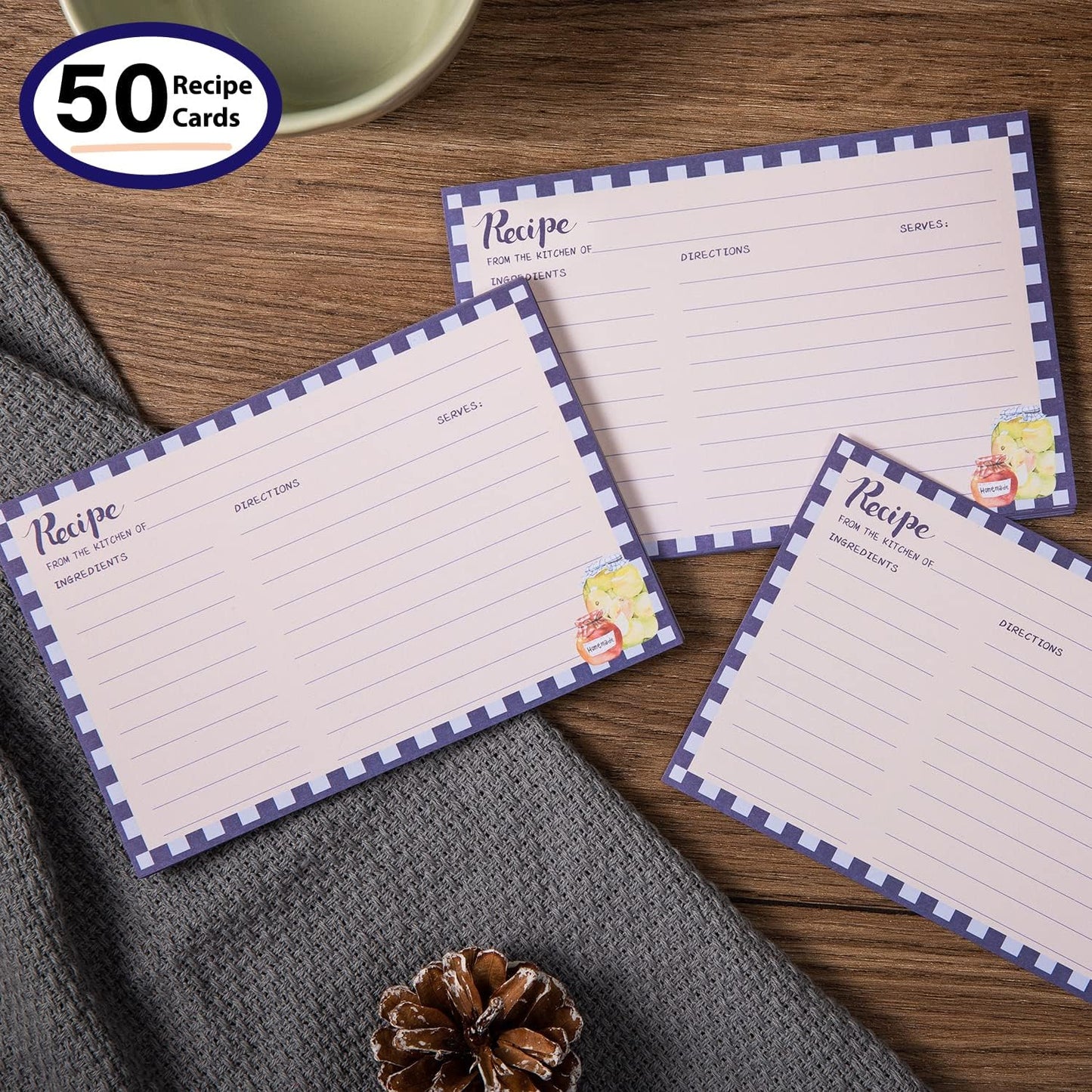 Recipe Cards 4x6 Inch, Double Sided Thicken Card Stock, 50-Pack (Seasoning)