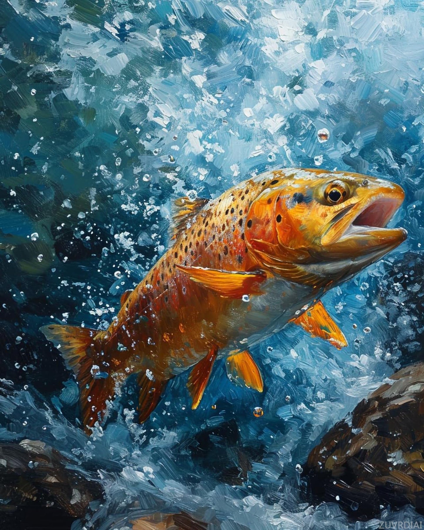 ZUVRDIAI Paint by Numbers, Flash, The Fast Trout, Adult Crafts Adult Paint by Number Kits, Arts Crafts for Home Decor (No Frame, 16x20 inch)