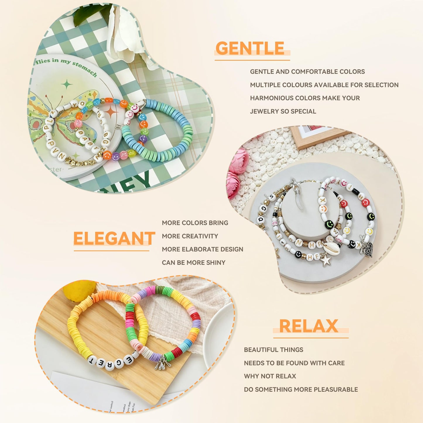 GANKTOWCOY 8500 Pcs Clay Beads Bracelet Making Kit, 24 Colors Flat Polymer Heishi Beads for Jewelry Making, Preppy Friendship Bracelet Kit with Letter Beads & Charms