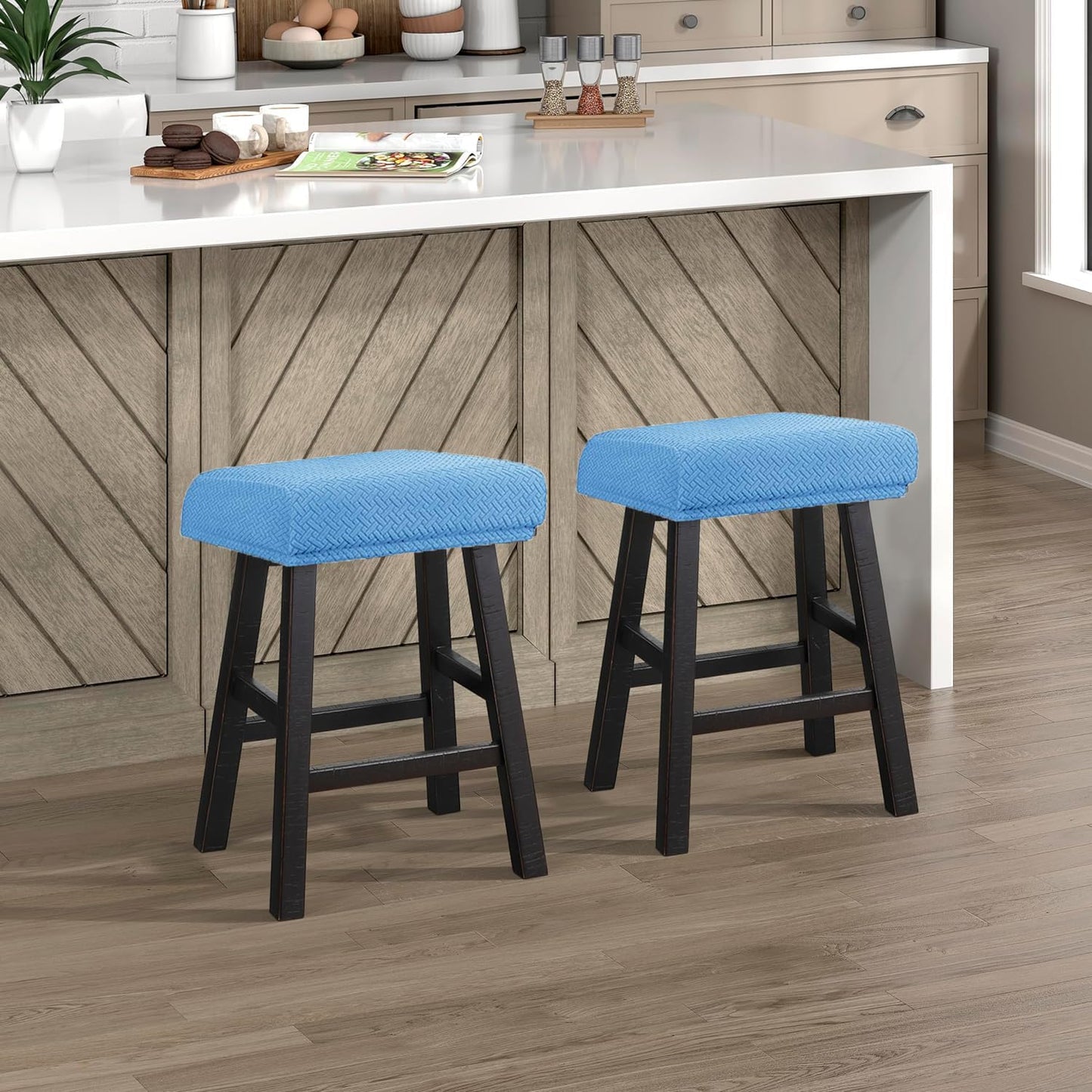 LIULIWEIFA Set 4/2/1 Counter slipcover,White,1pcs Bar Stool Covers Rectangle of Saddle Bar Stool Covers Slipcover Stool