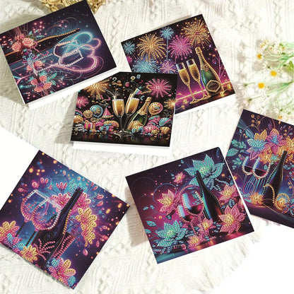 C'eitura 6Pcs Celebration DIY Diamond Art Painting Greeting Cards Kit | Congratulations Thank You Birthday Graduation Cards | All Occasion Party Theme Blank Note Cards for Kids & Adults