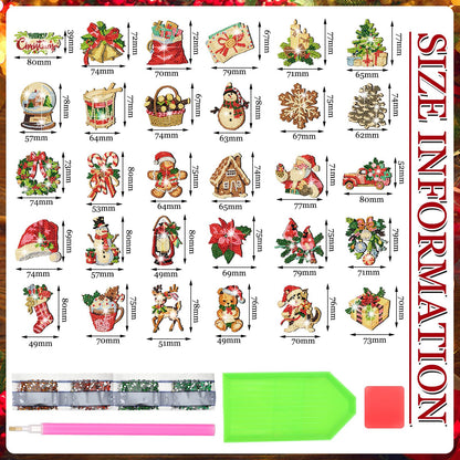 Copkim 30 Pcs Christmas Diamond Art Magnets Kits DIY Santa Claus Diamond Fridge Magnetic Stickers Xmas Gem Art Magnets for Beginners Holiday Decor Home