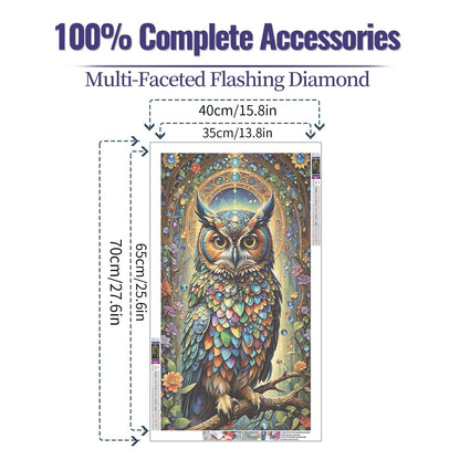 JATOK Large Diamond Art Kits for Adults, Full Round Drill Owl 5D Diamond Painting Kits for Beginners, DIY Gem Art Crafts Picture for Gift Home Wall Decor, 40x70cm/15.7x27.5inch