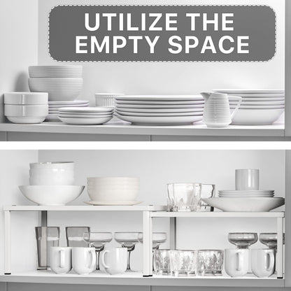 Simple Houseware Expandable Stackable Kitchen Counter Shelf Organizer, White, Metal Top, 11.25"L x 7.9"W x 5.4"H