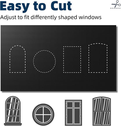 NIGHTON Portable Blackout Curtains - 100% Light Blocking, Adhesive Hook & Loop, 40" x 59", Black