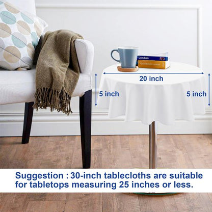 Hiasan Round Tablecloth 30 Inch - Waterproof Stain Resistant Spillproof Polyester Fabric Table Clothes for Dining Room Kitchen Party, White