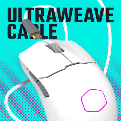 Cooler Master MM712 Wireless Gaming Mouse Black with Adjustable 19,000 DPI, 2.4GHz and Bluetooth , Ultraweave Cable, PTFE Feet, RGB Lighting and MasterPlus+ Software