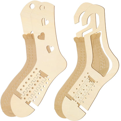 4 Pieces Sock Blockers for Knitting Wooden Sock Blockers Adjustable Thicken Knit Sock Ruler Tool Stocking Blockers Wood Sock Form Stretchers for Knitting Crochet Stocking Display Knitters Beginners