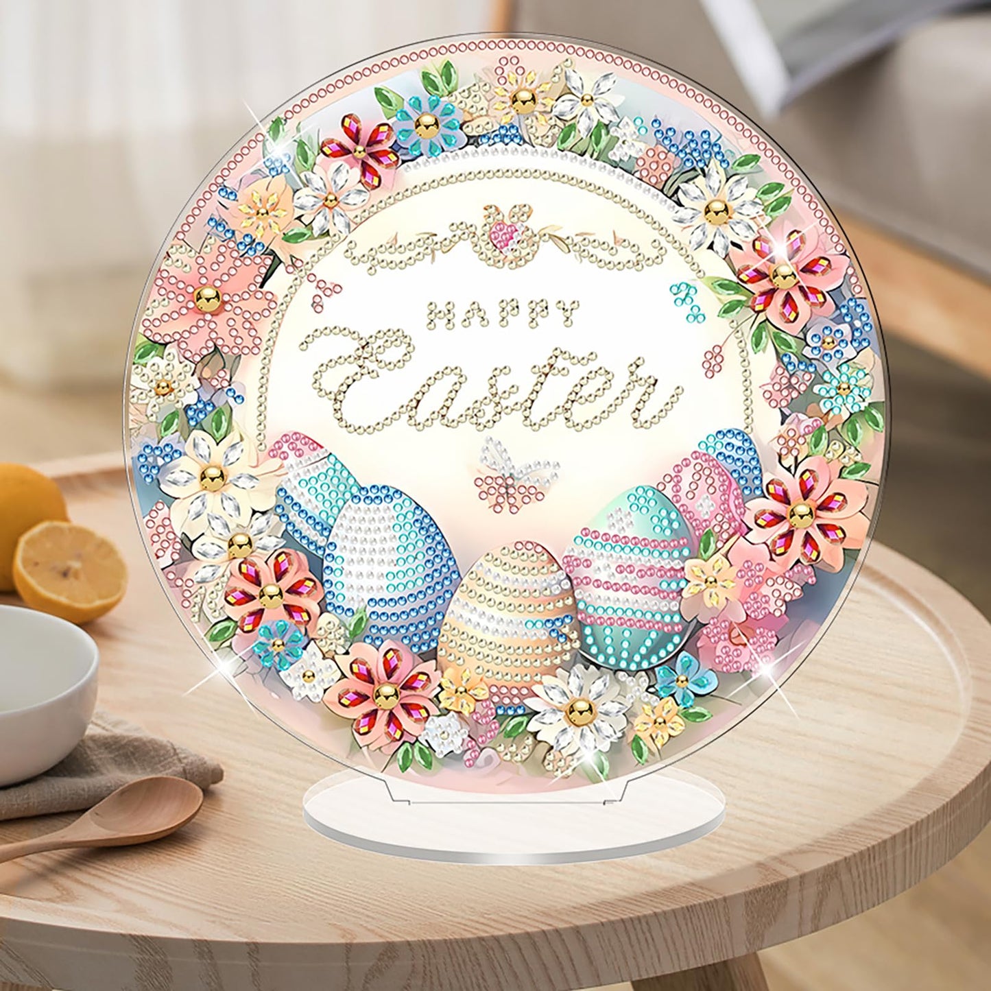 SWEKKE Easter Egg Diamond Art Hanging Kit for Adult,Special Shaped Rhinestone,DIY Acrylic Diamond Art Painting Window Pendants Home Garden Wall Hanging Kits Hanging Ornament,Double Sided