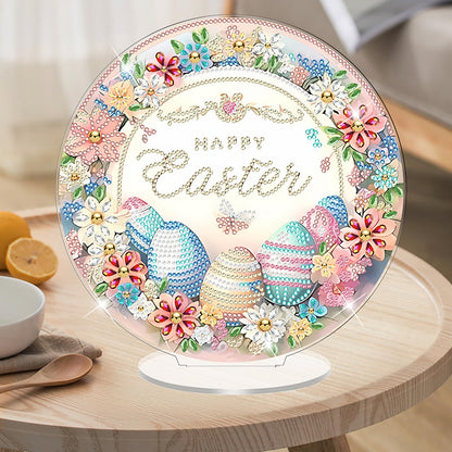 SWEKKE Easter Egg Diamond Art Hanging Kit for Adult,Special Shaped Rhinestone,DIY Acrylic Diamond Art Painting Window Pendants Home Garden Wall Hanging Kits Hanging Ornament,Double Sided